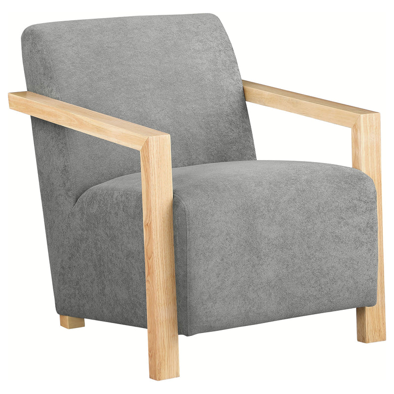 Sillón Diego tapizado con brazos de madera