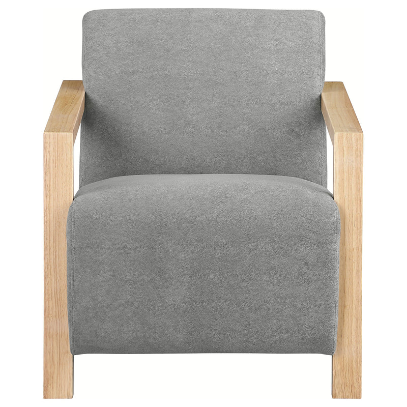 Sillón Diego tapizado con brazos de madera