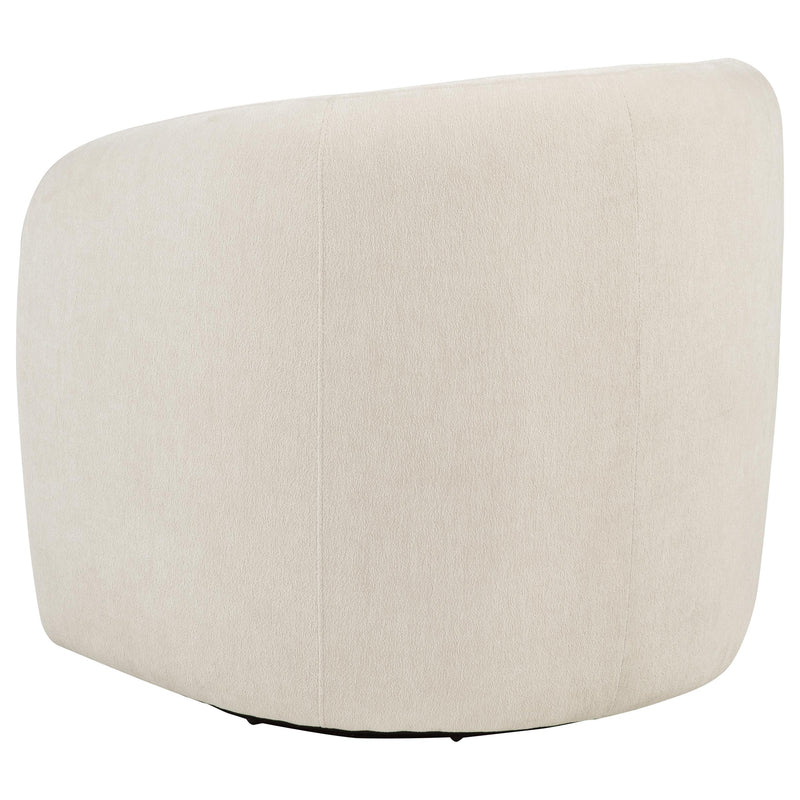 Sillón giratorio auxiliar tapizado en chenilla Gerley, color beige