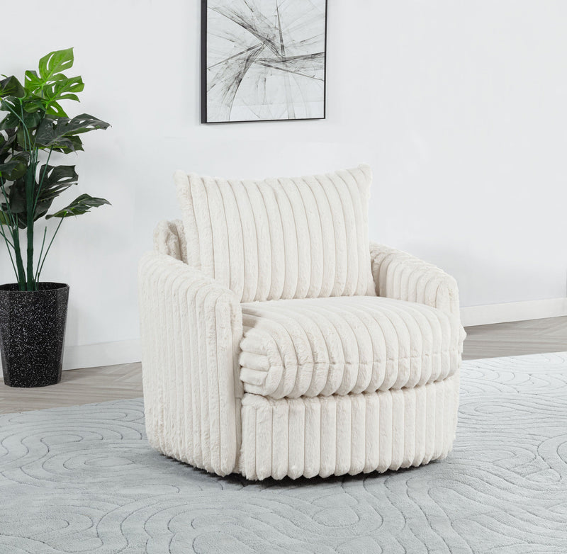 Sillón tapizado de pana Sarco con giro.