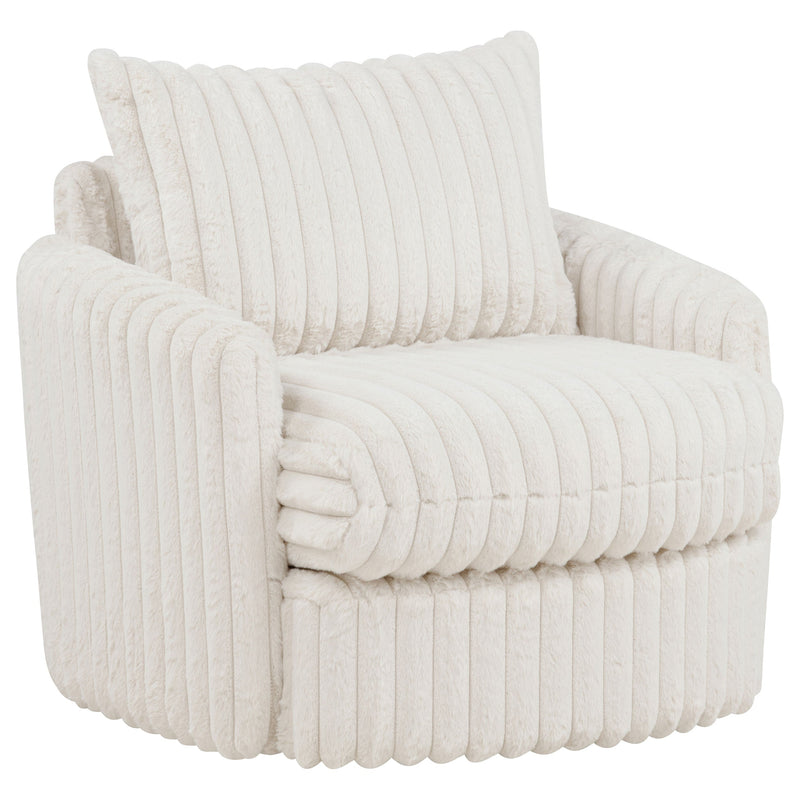 Sillón tapizado de pana Sarco con giro.