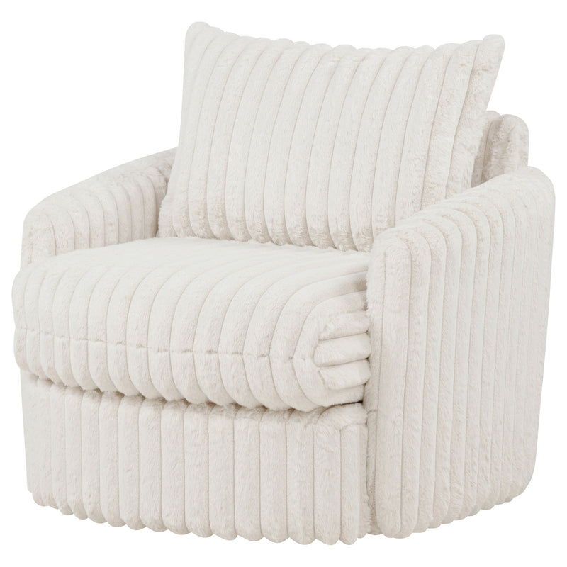 Sillón tapizado de pana Sarco con giro.