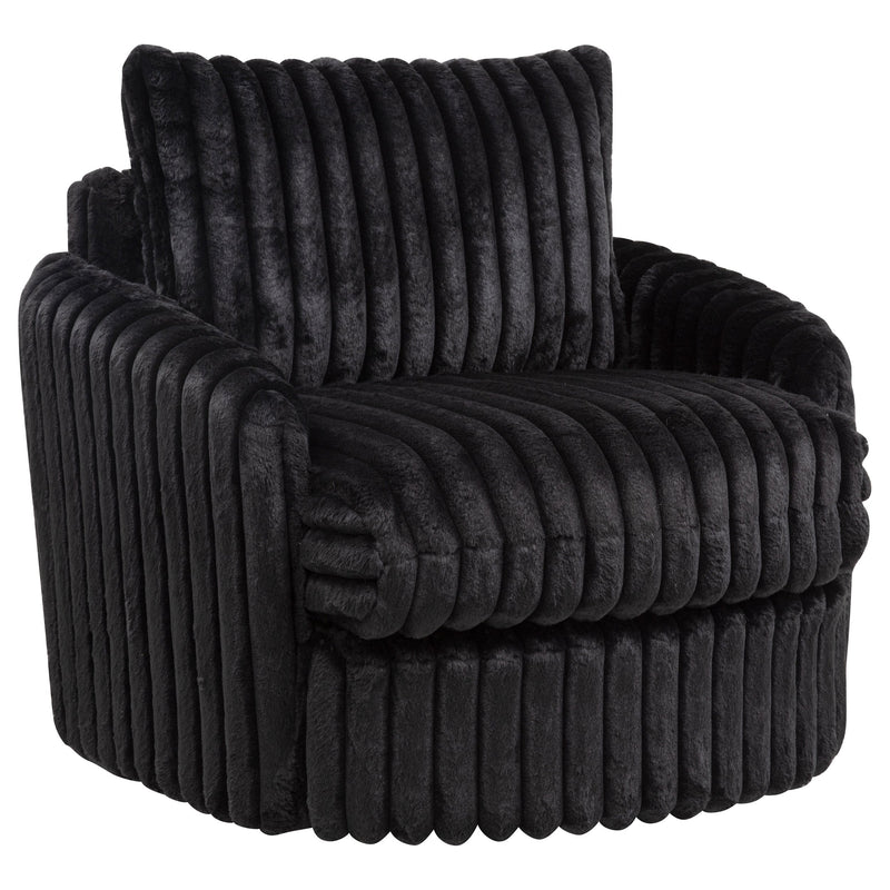 Sillón tapizado de pana Sarco con giro.
