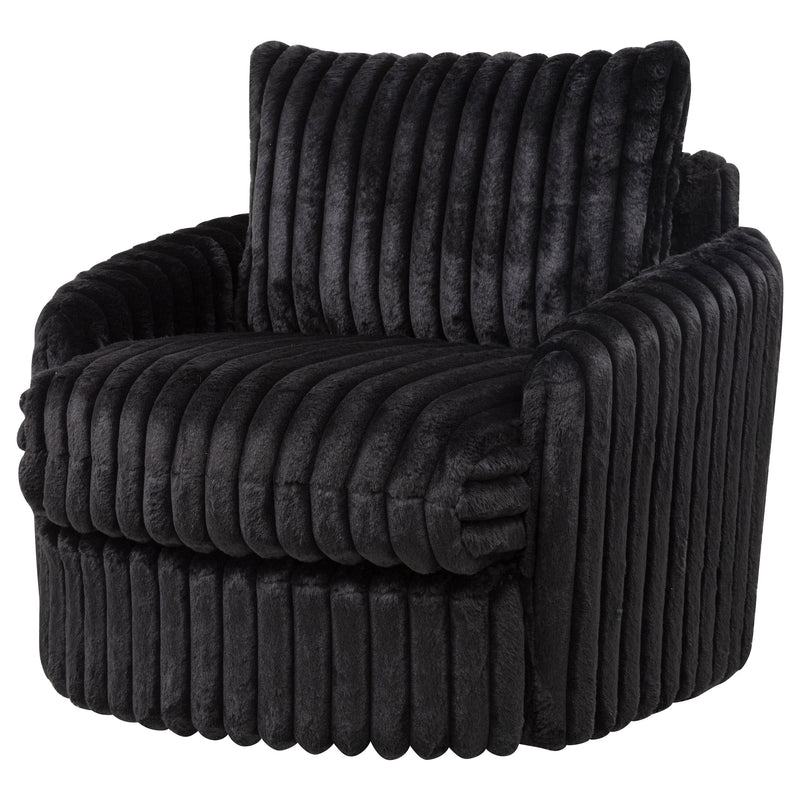 Sillón tapizado de pana Sarco con giro.