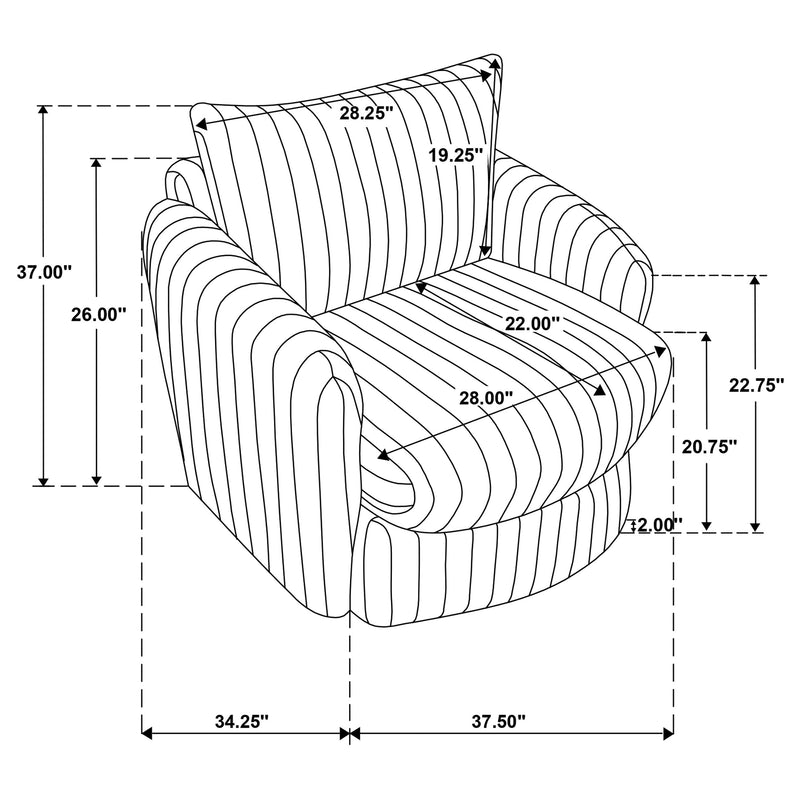 Sillón tapizado de pana Sarco con giro.