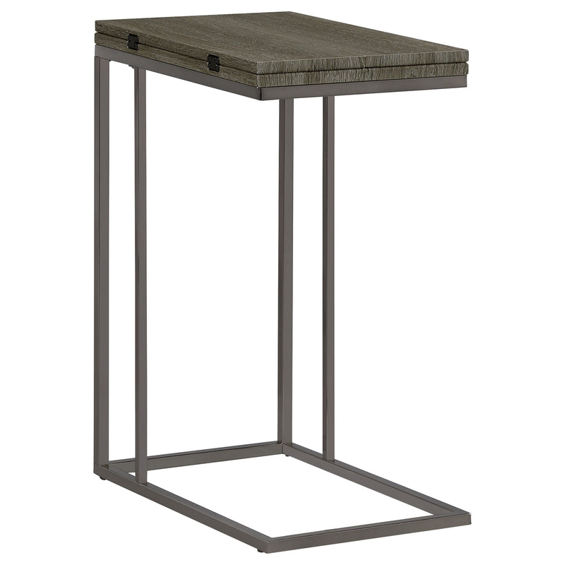 Mesa auxiliar en forma de C Pedro expandible de color gris envejecido
