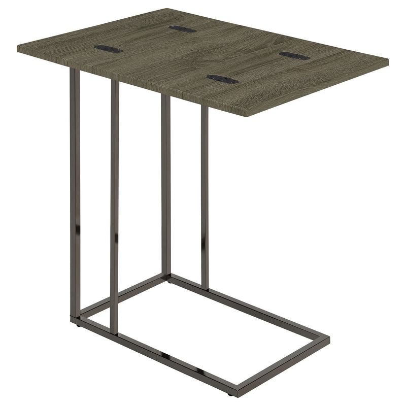 Mesa auxiliar en forma de C Pedro expandible de color gris envejecido