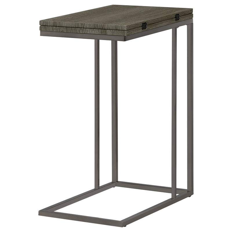 Mesa auxiliar en forma de C Pedro expandible de color gris envejecido