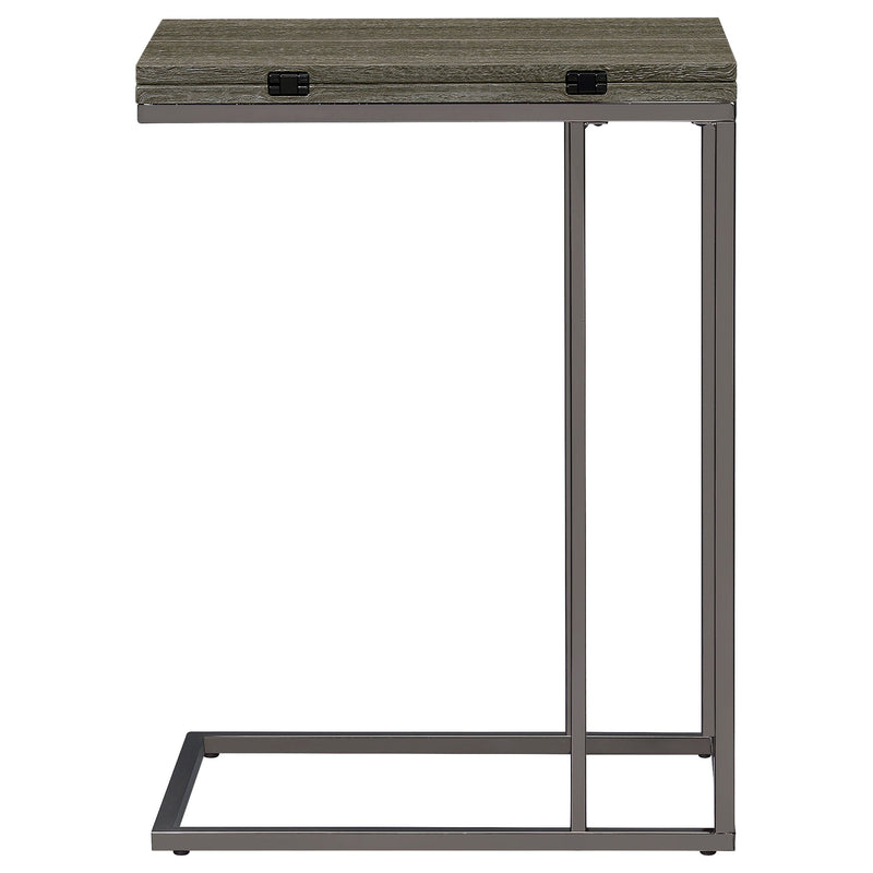 Mesa auxiliar en forma de C Pedro expandible de color gris envejecido