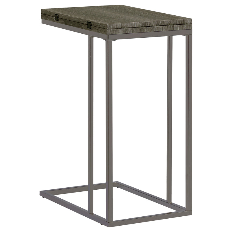 Mesa auxiliar en forma de C Pedro expandible de color gris envejecido