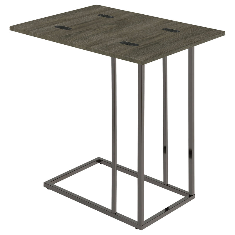 Mesa auxiliar en forma de C Pedro expandible de color gris envejecido