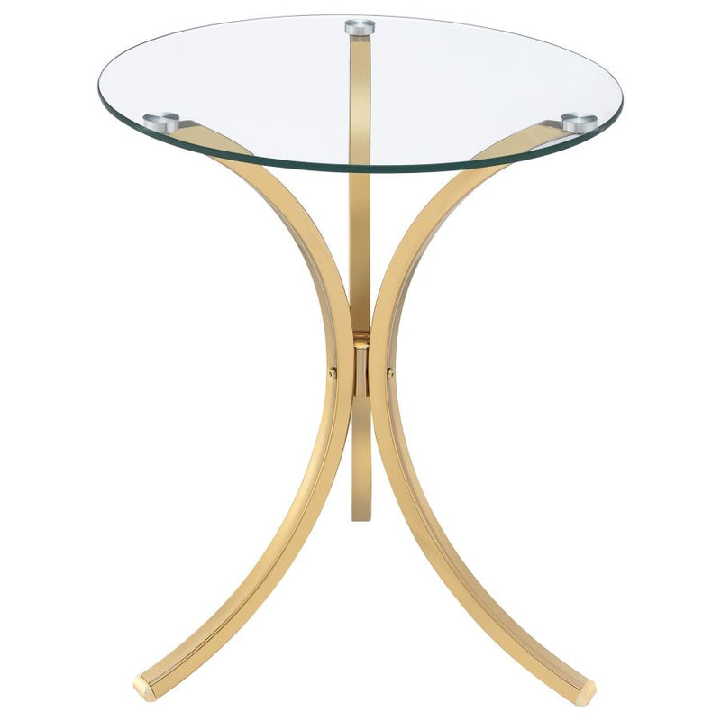 Eloise Round Glass Top Curved Metal Side Table