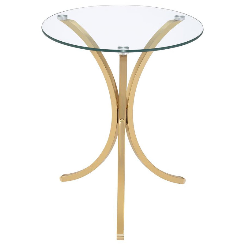 Eloise Round Glass Top Curved Metal Side Table
