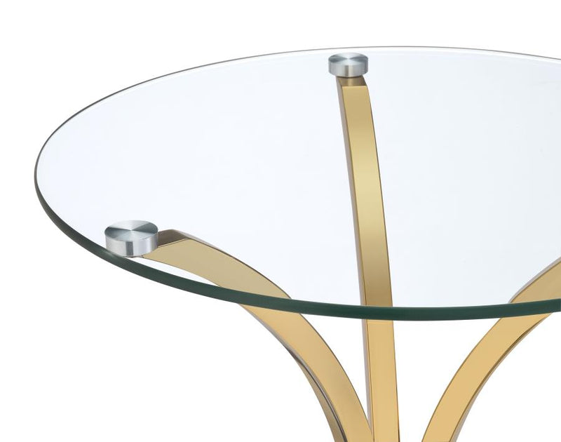Eloise Round Glass Top Curved Metal Side Table