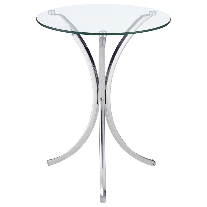 Mesa auxiliar de acento con tapa de cristal redonda Eloise cromada