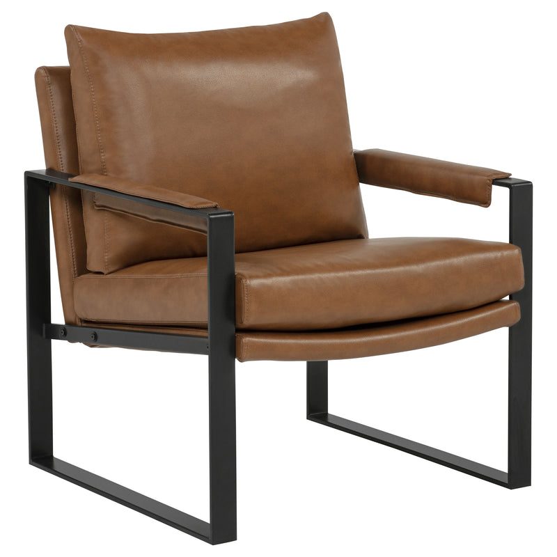 Rosalind - Sillón tapizado con brazos rectos, color marrón