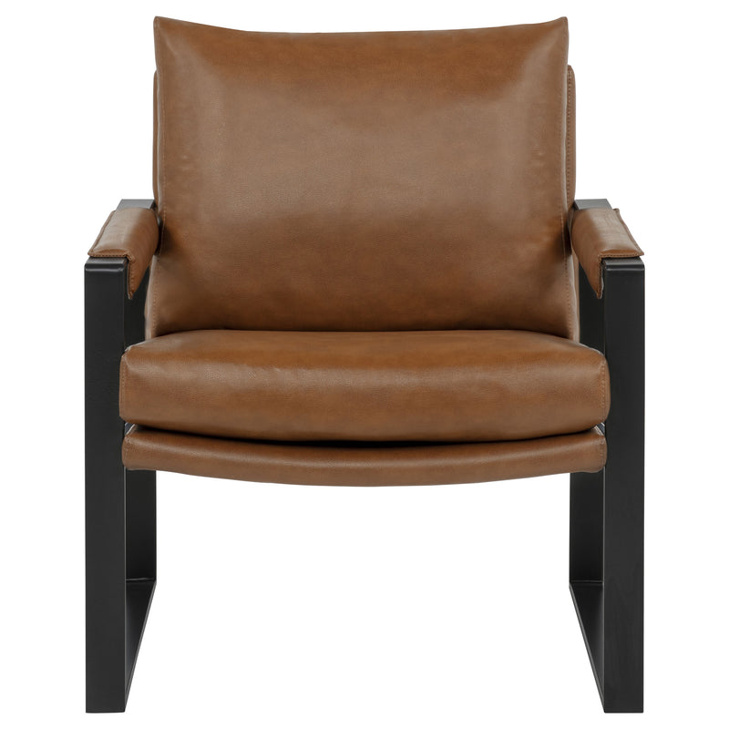 Rosalind - Sillón tapizado con brazos rectos, color marrón