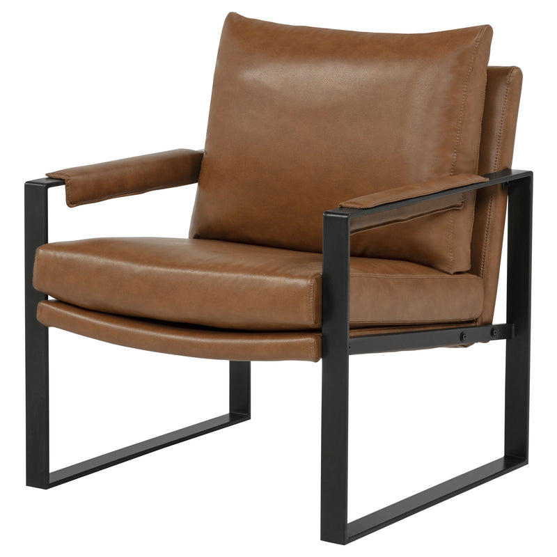 Rosalind - Sillón tapizado con brazos rectos, color marrón
