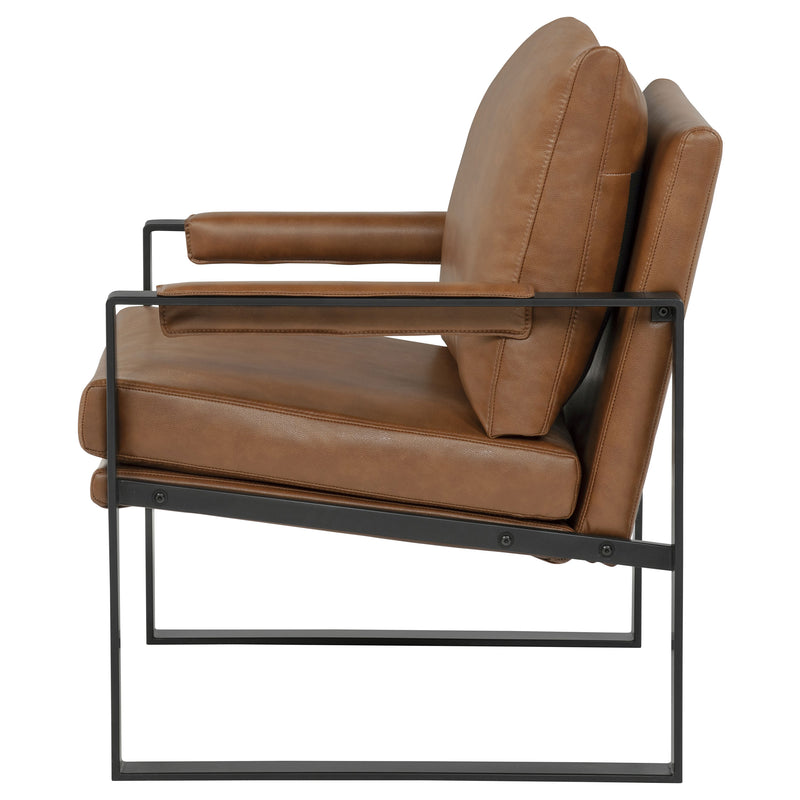 Rosalind - Sillón tapizado con brazos rectos, color marrón