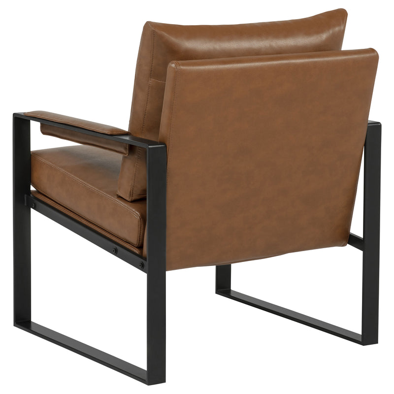Rosalind - Sillón tapizado con brazos rectos, color marrón