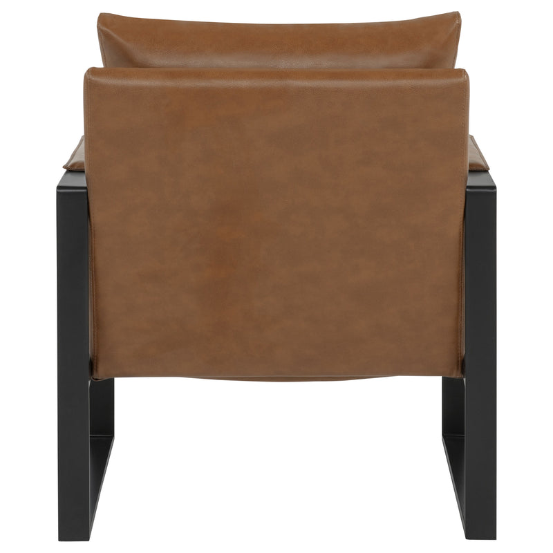 Rosalind - Sillón tapizado con brazos rectos, color marrón