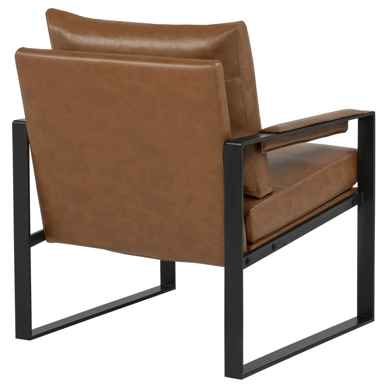 Rosalind - Sillón tapizado con brazos rectos, color marrón