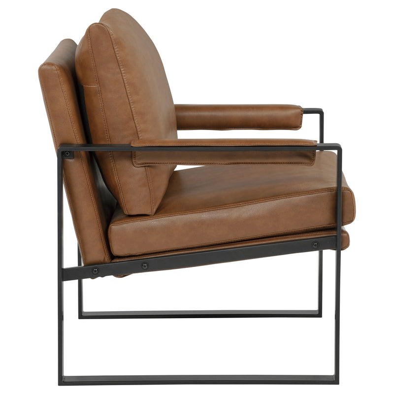 Rosalind - Sillón tapizado con brazos rectos, color marrón