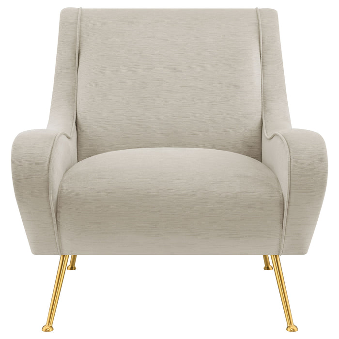 Ricci Upholstered Saddle Arms Accent Chair Stone and Gold