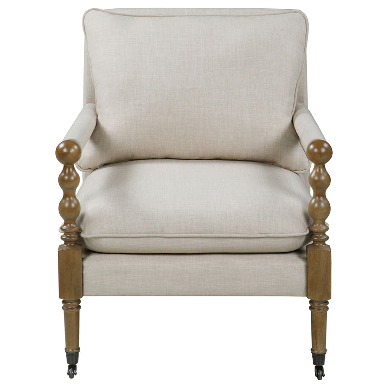Sillón tapizado Dempsy con ruedas, beige