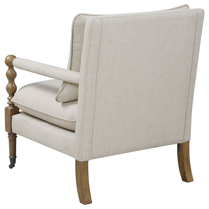 Sillón tapizado Dempsy con ruedas, beige