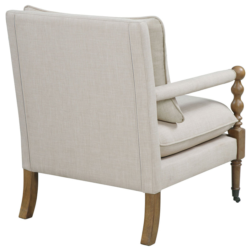 Sillón tapizado Dempsy con ruedas, beige