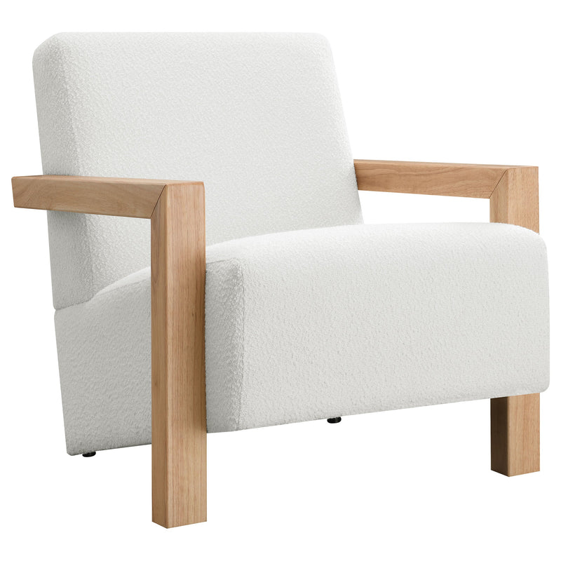 Sillón Tapizado de Piel Sintética Fitzroy con Brazos de Madera Maciza