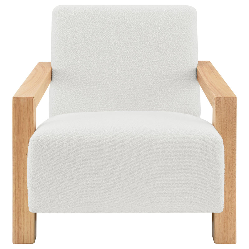Sillón Tapizado de Piel Sintética Fitzroy con Brazos de Madera Maciza