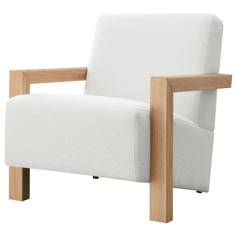 Sillón Tapizado de Piel Sintética Fitzroy con Brazos de Madera Maciza