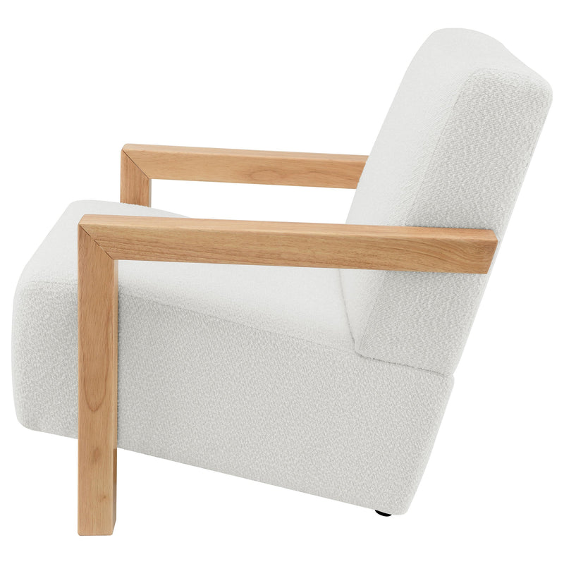 Sillón Tapizado de Piel Sintética Fitzroy con Brazos de Madera Maciza