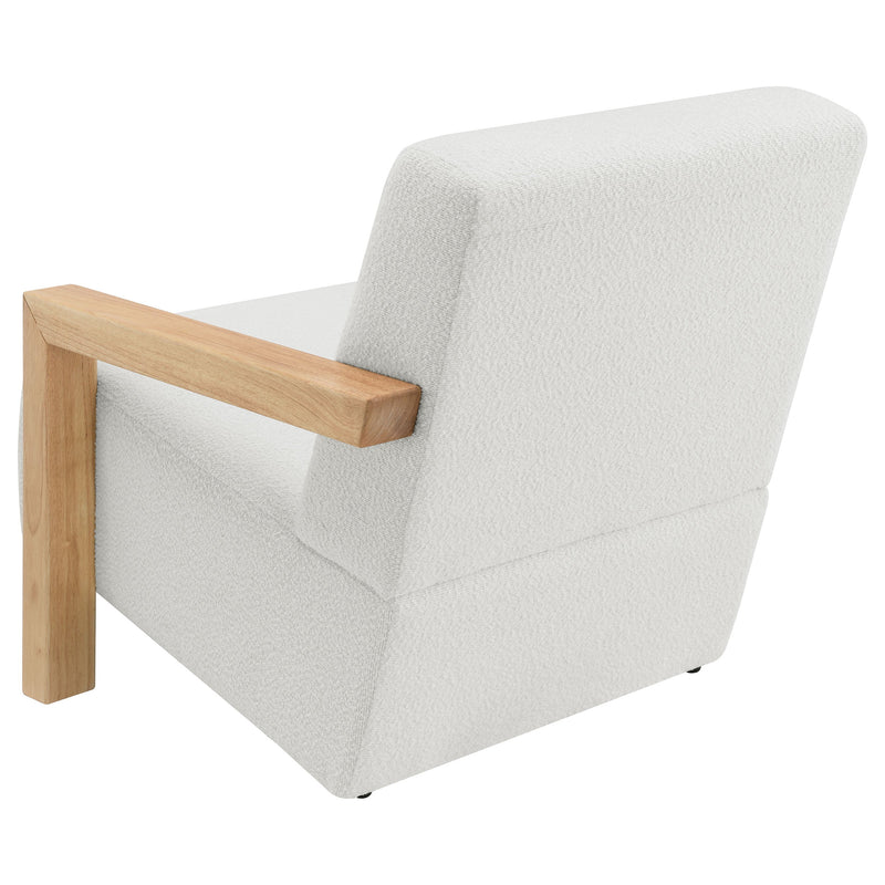Sillón Tapizado de Piel Sintética Fitzroy con Brazos de Madera Maciza
