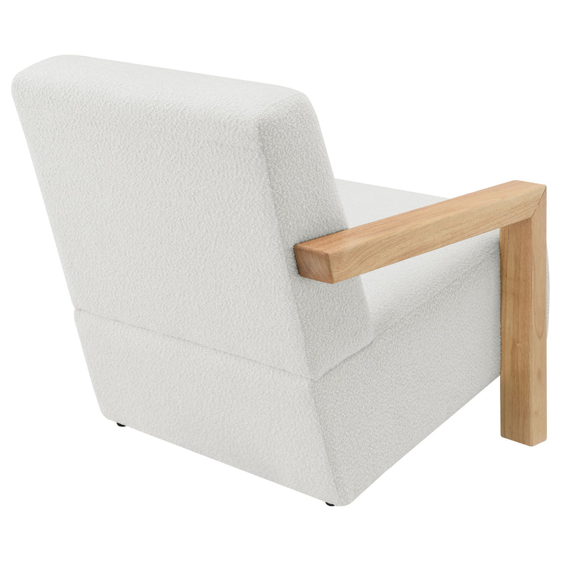 Sillón Tapizado de Piel Sintética Fitzroy con Brazos de Madera Maciza