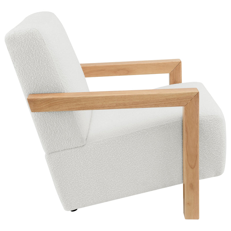Sillón Tapizado de Piel Sintética Fitzroy con Brazos de Madera Maciza