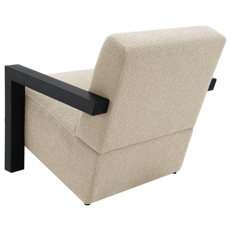Sillón Tapizado de Piel Sintética Fitzroy con Brazos de Madera Maciza