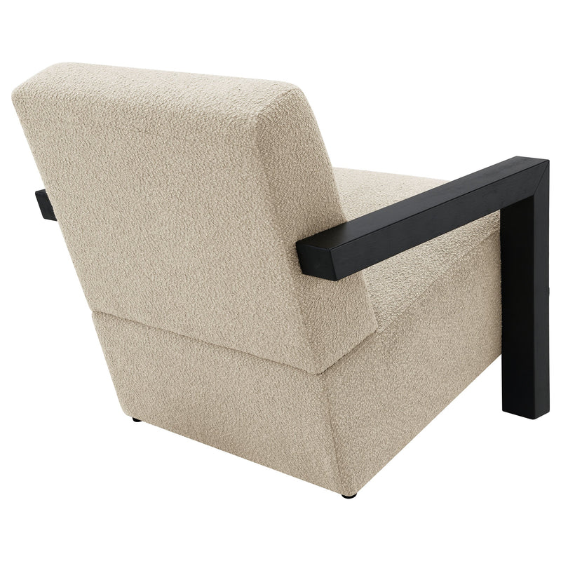 Sillón Tapizado de Piel Sintética Fitzroy con Brazos de Madera Maciza