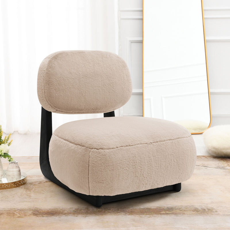 Sillón de acento tapizado sin brazos Duffie color camel