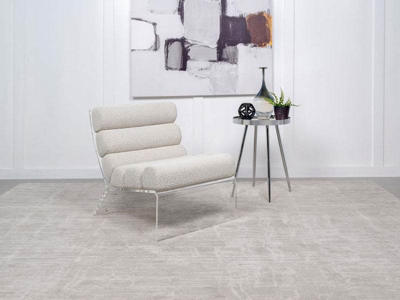 Sillón de acrílico sin brazos tapizado Serreta Bouclé