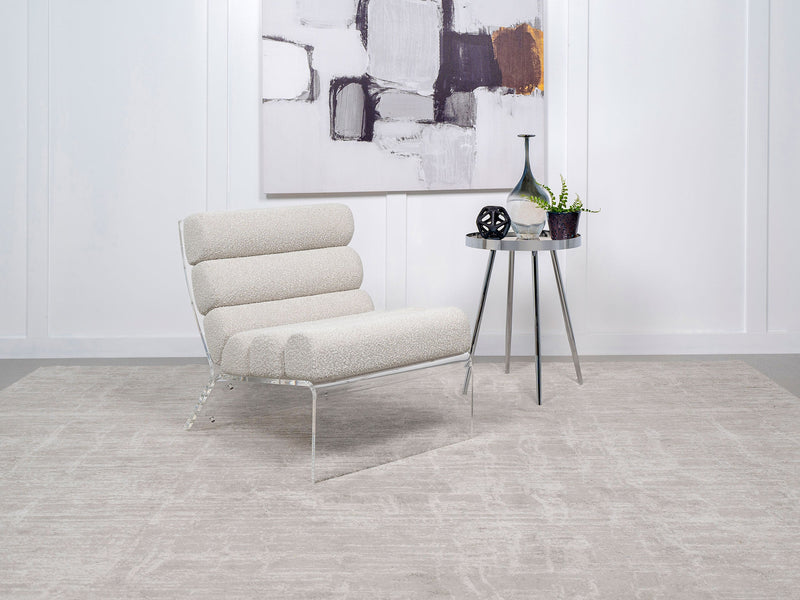 Sillón de acrílico sin brazos tapizado Serreta Bouclé