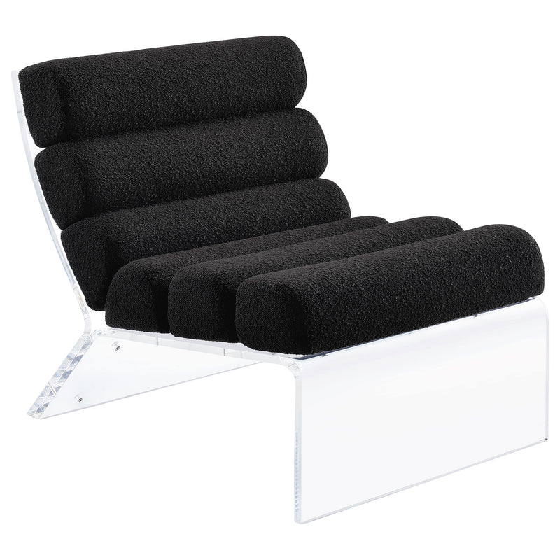 Sillón acrílico sin brazos tapizado Serreta Boucle, negro