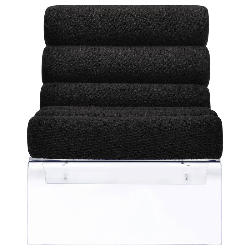 Sillón acrílico sin brazos tapizado Serreta Boucle, negro
