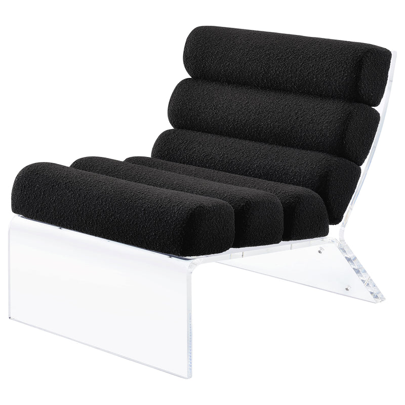 Sillón acrílico sin brazos tapizado Serreta Boucle, negro