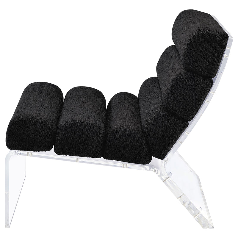 Sillón acrílico sin brazos tapizado Serreta Boucle, negro