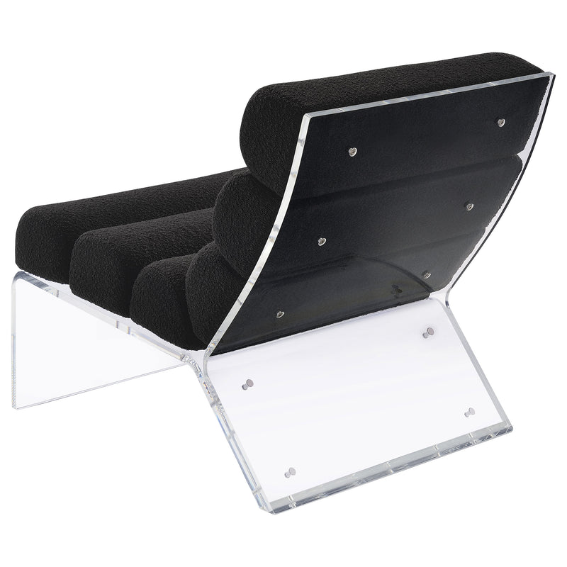 Sillón acrílico sin brazos tapizado Serreta Boucle, negro