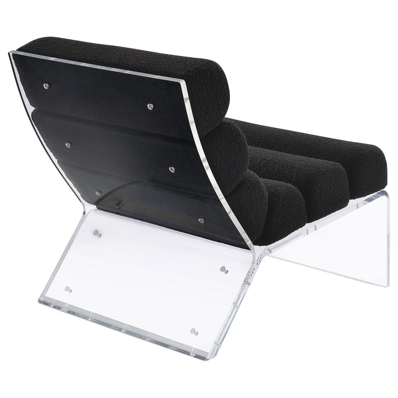 Sillón acrílico sin brazos tapizado Serreta Boucle, negro
