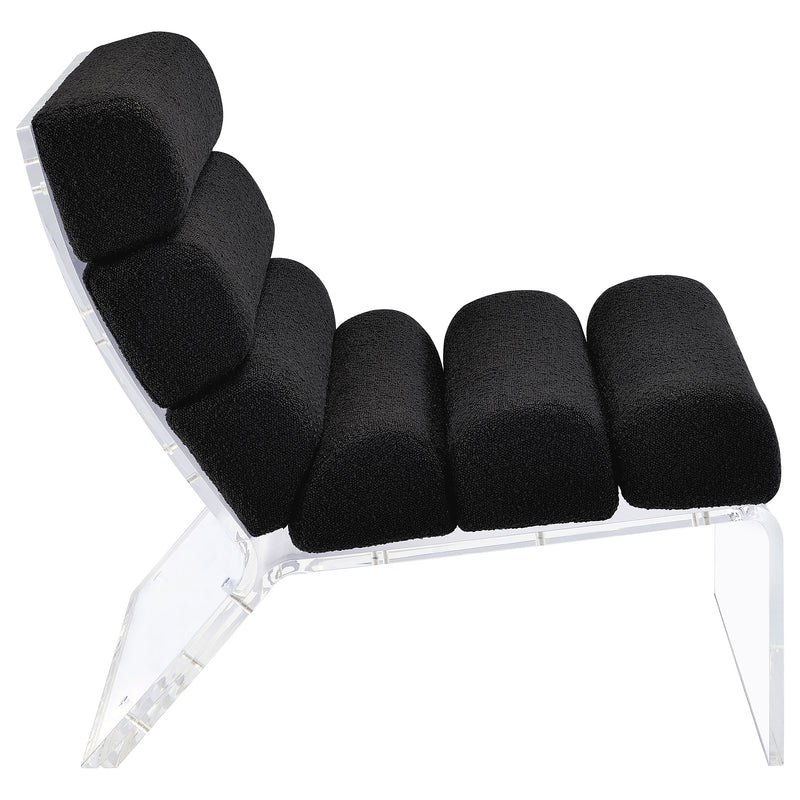 Sillón acrílico sin brazos tapizado Serreta Boucle, negro
